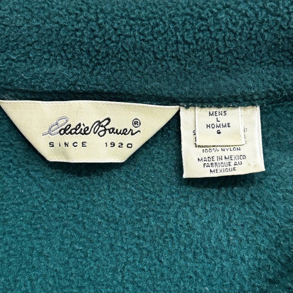 Eddie Bauer Mens Vintage Polartec Fleece Jacket Forest Green Full Zip Large - Picture 4 of 9